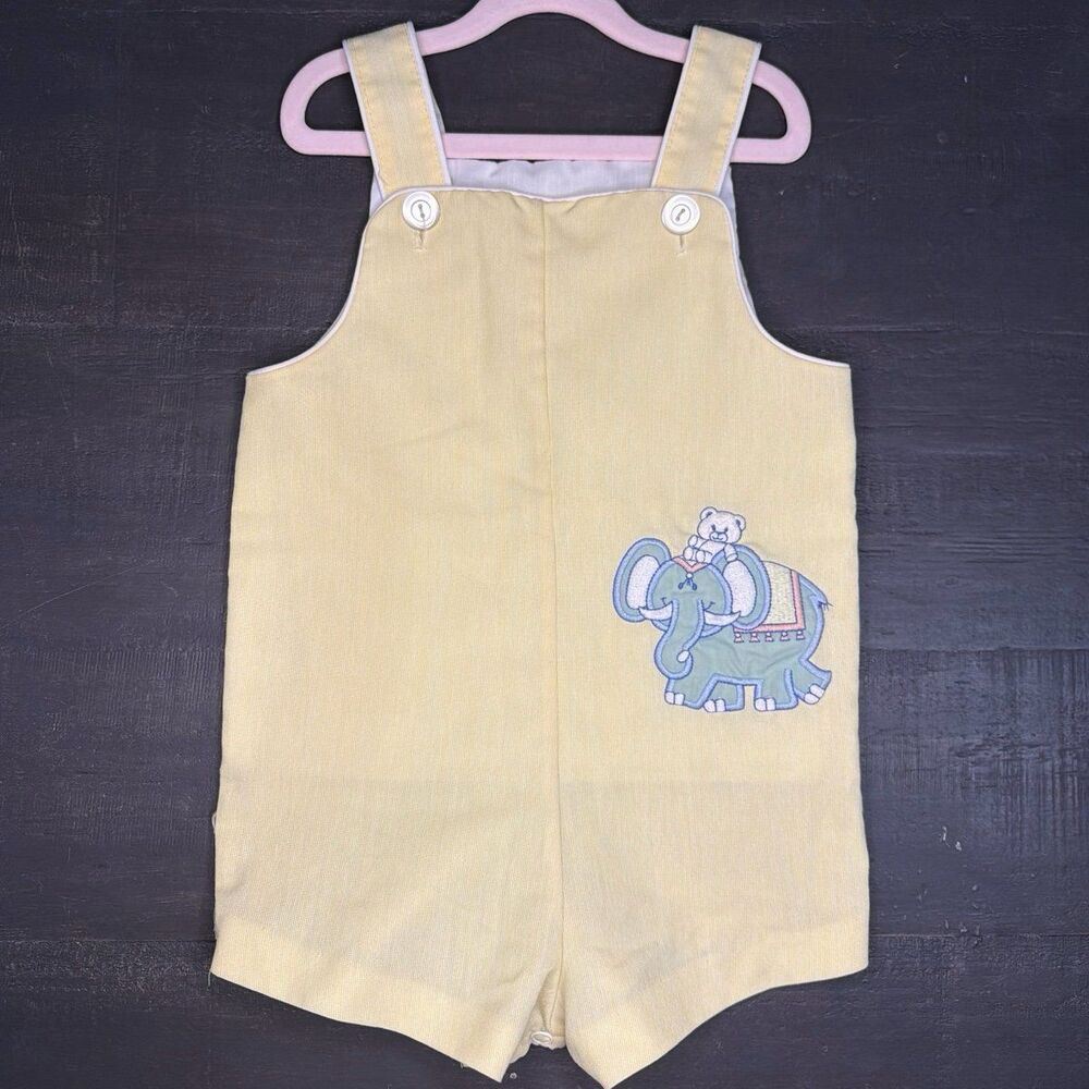 Vintage Baby Yellow Elephant Overalls